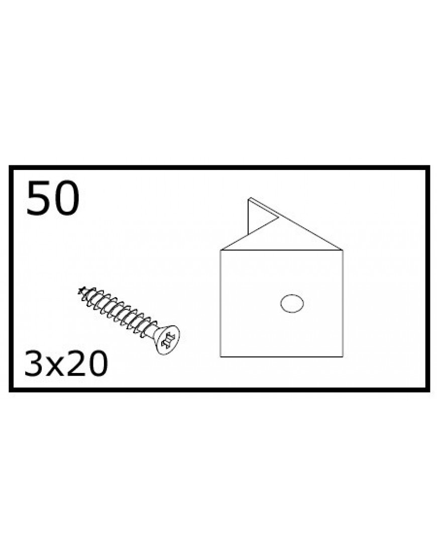 PLASTIC HOEKJE VOOR ACHTERWAND EN SCHROEF 3x20mm